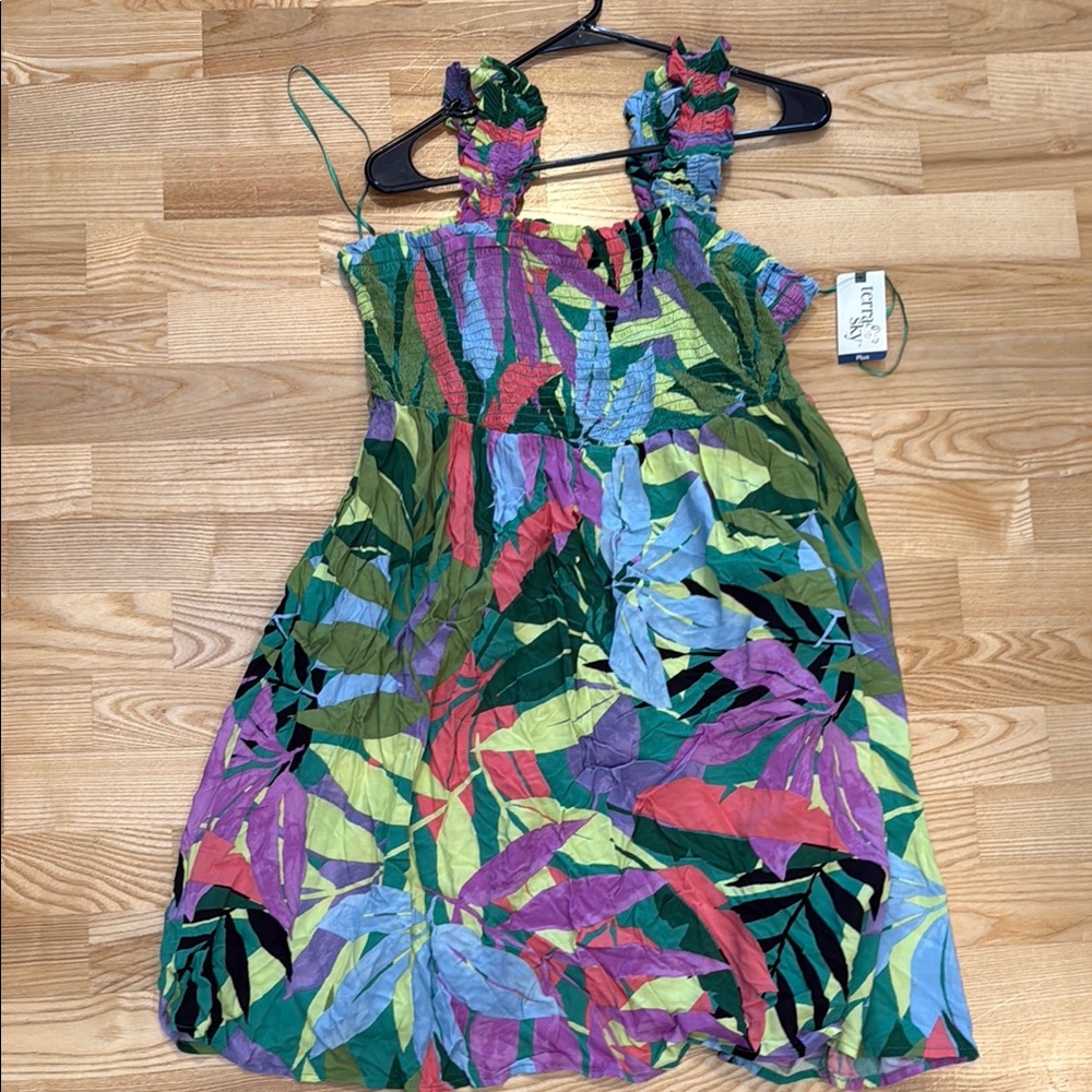 Terra & Sky Multicolor Leaf Print Dress